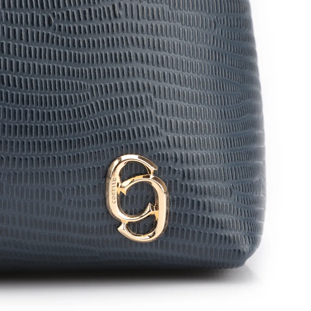 Bolsa De Ombro Correntes Couro Lezard Azul - imagem 6
