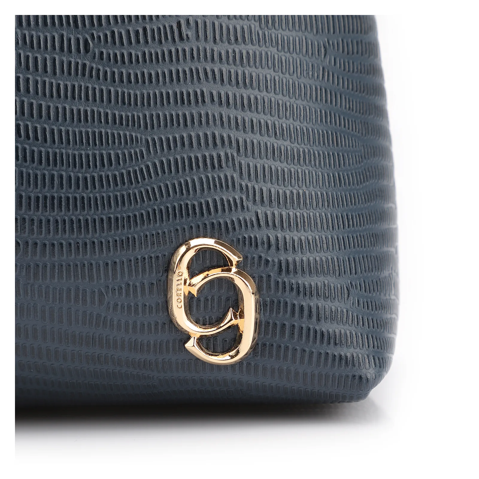 Bolsa De Ombro Correntes Couro Lezard Azul