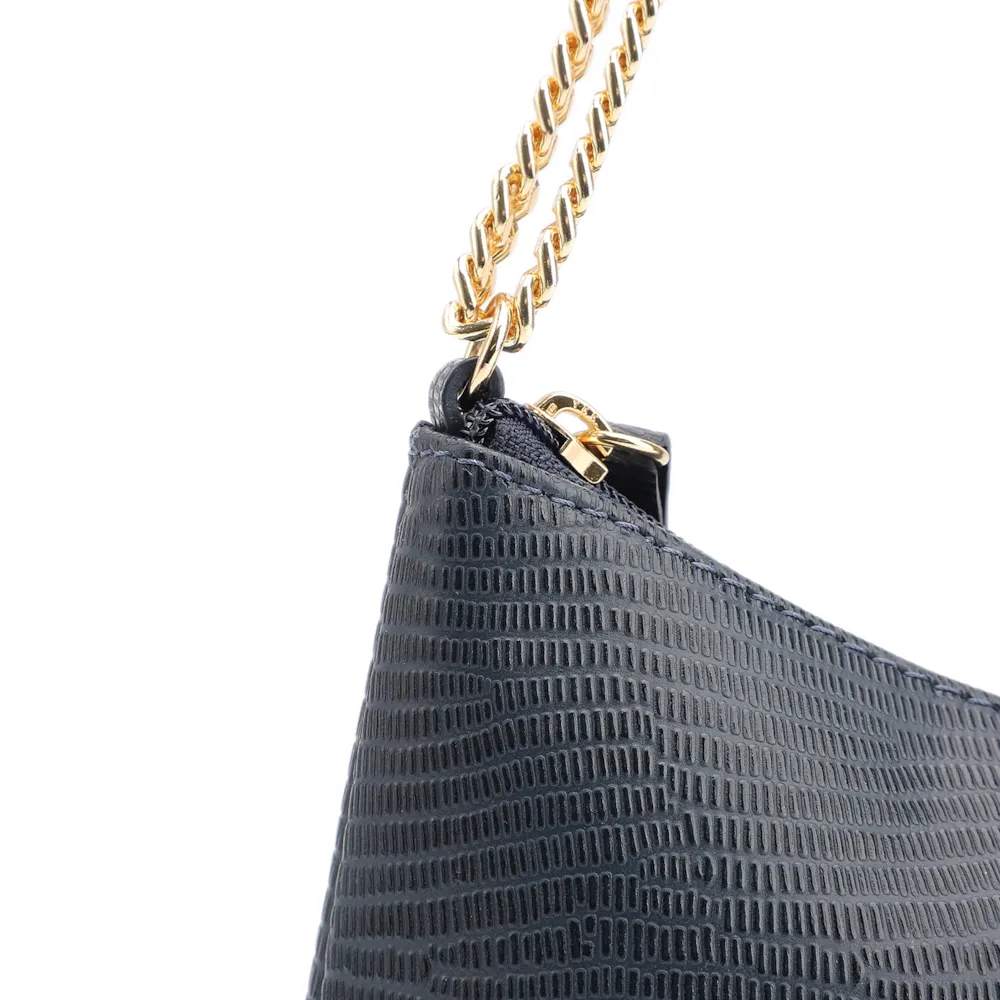 Bolsa De Ombro Correntes Couro Lezard Azul - imagem 7