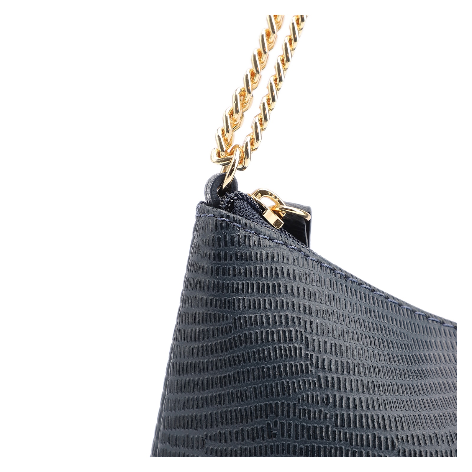 Bolsa De Ombro Correntes Couro Lezard Azul
