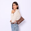 Bolsa De Ombro Correntes Couro Lezard Marrom - imagem 2