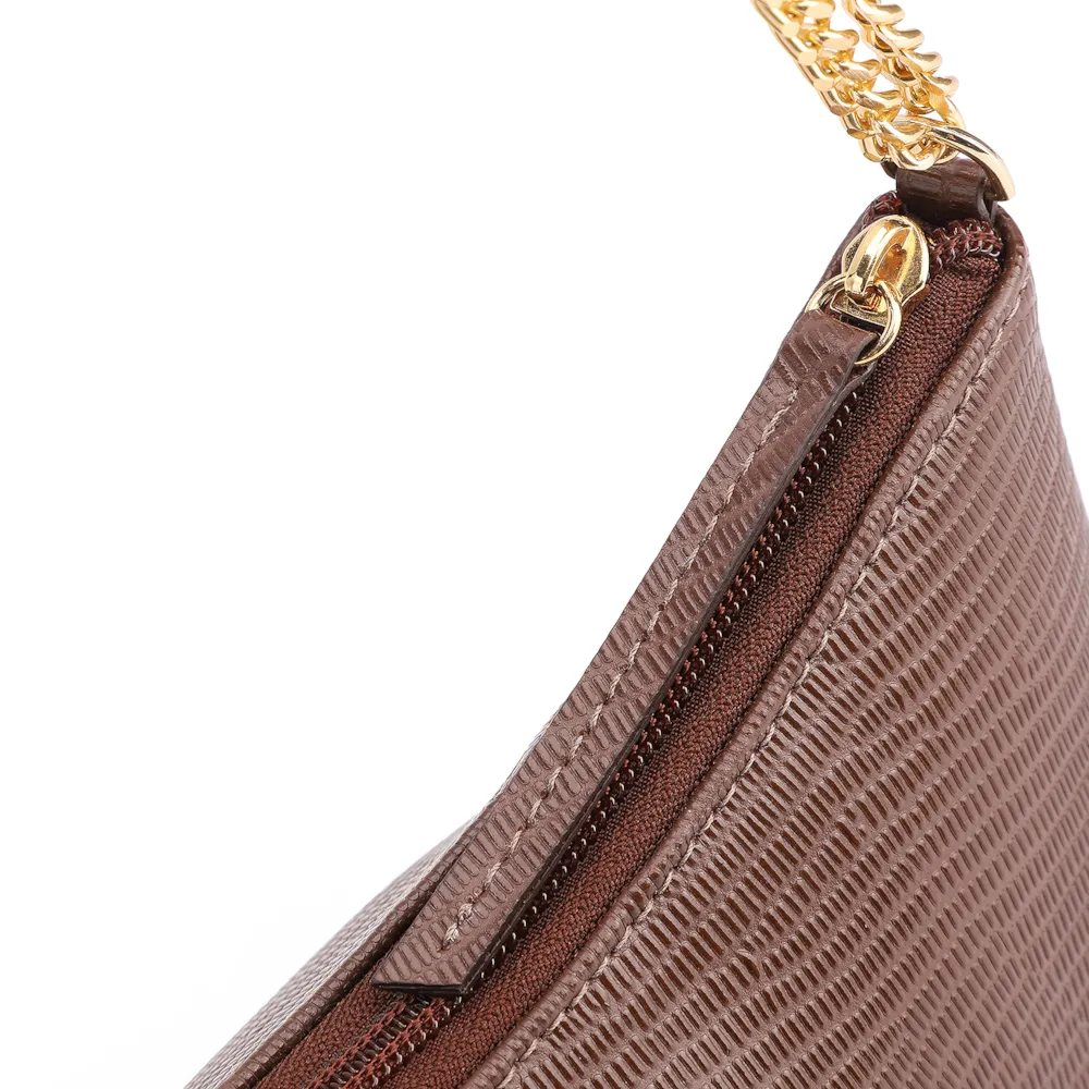 Bolsa De Ombro Correntes Couro Lezard Marrom - imagem 6