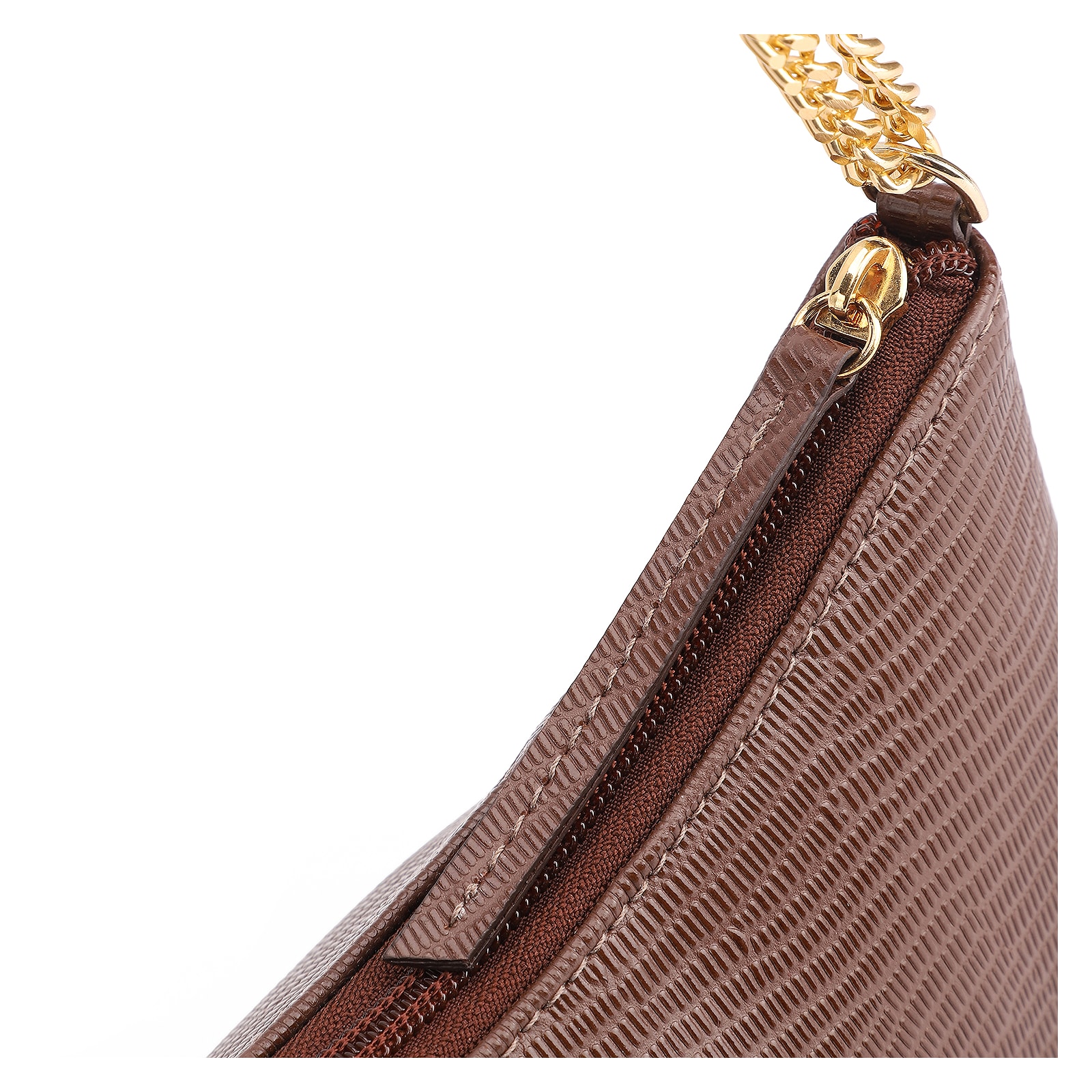 Bolsa De Ombro Correntes Couro Lezard Marrom
