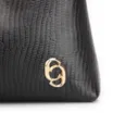 Bolsa De Ombro Correntes Couro Lezard Preto - imagem 6