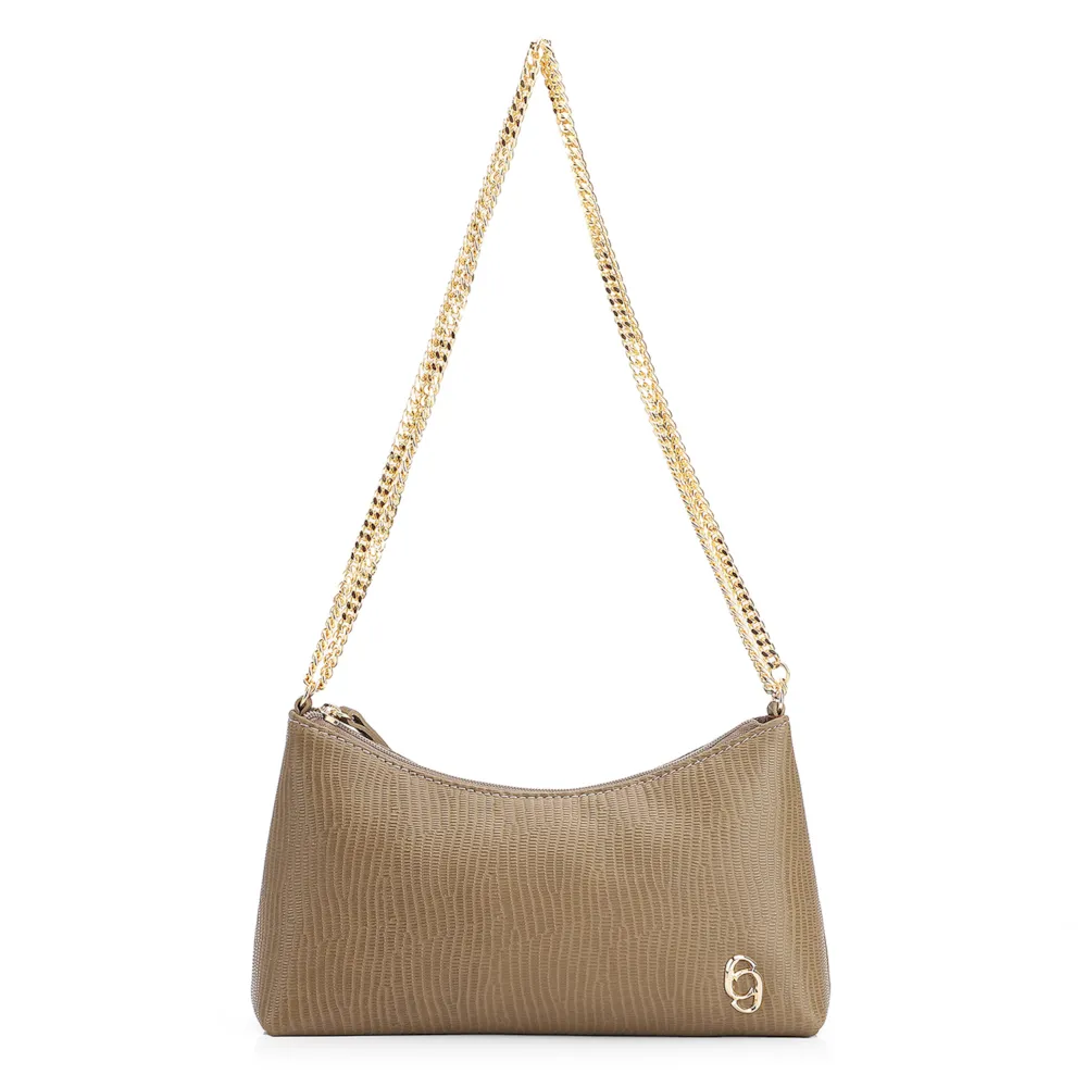 Bolsa De Ombro Correntes Couro Lezard Verde