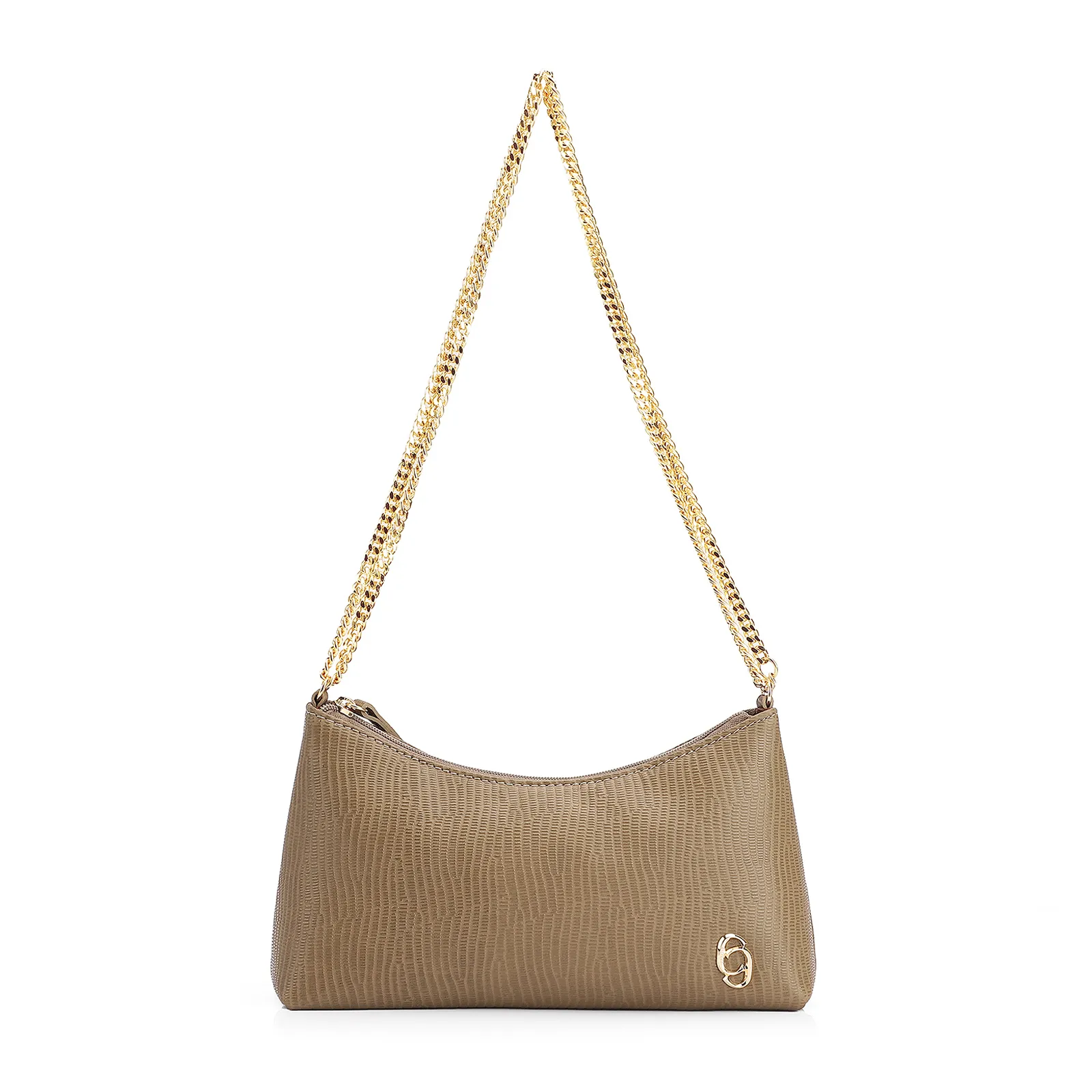 Bolsa De Ombro Correntes Couro Lezard Verde