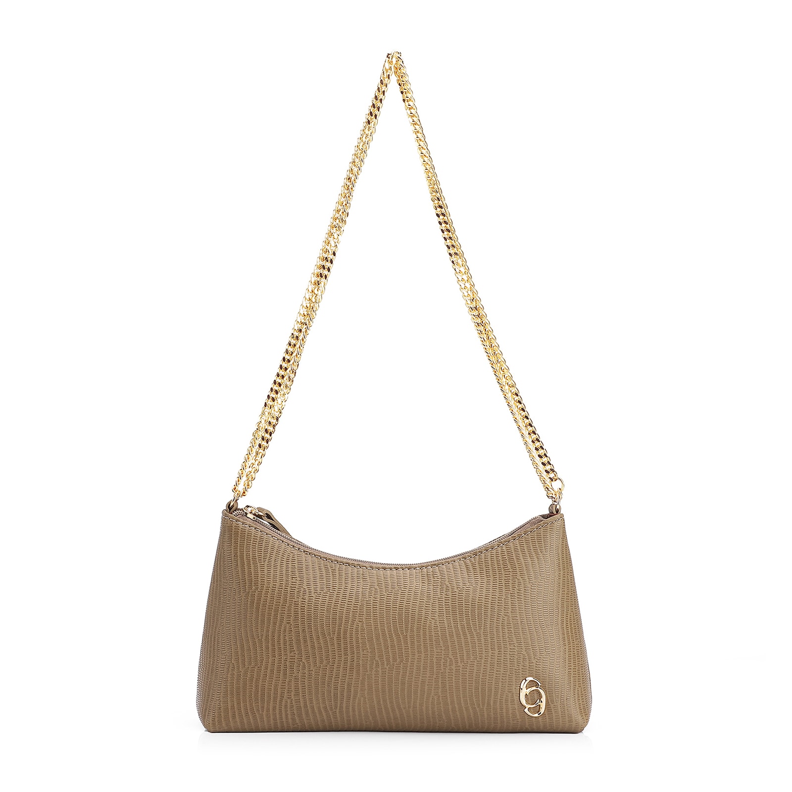 Bolsa De Ombro Correntes Couro Lezard Verde