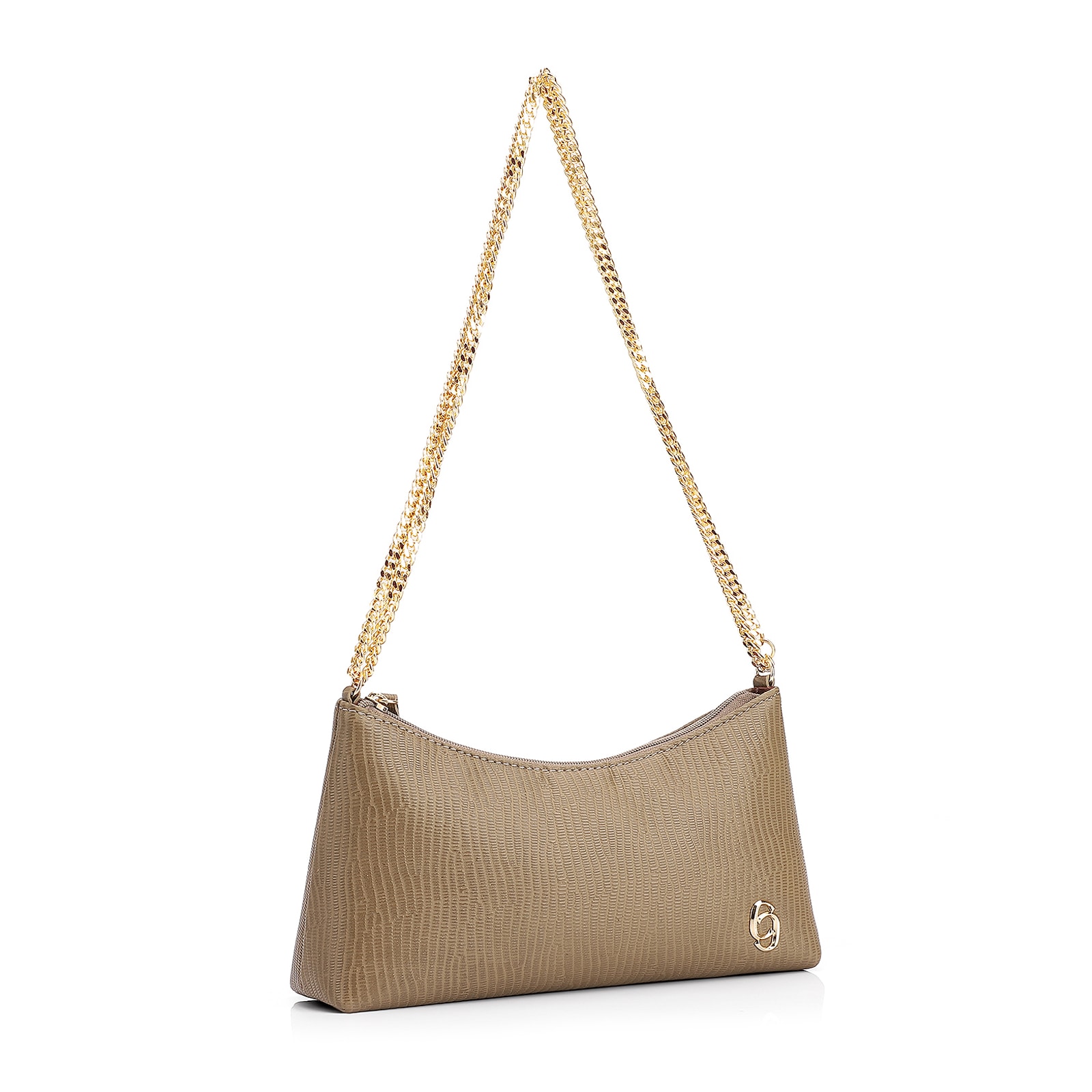 Bolsa De Ombro Correntes Couro Lezard Verde