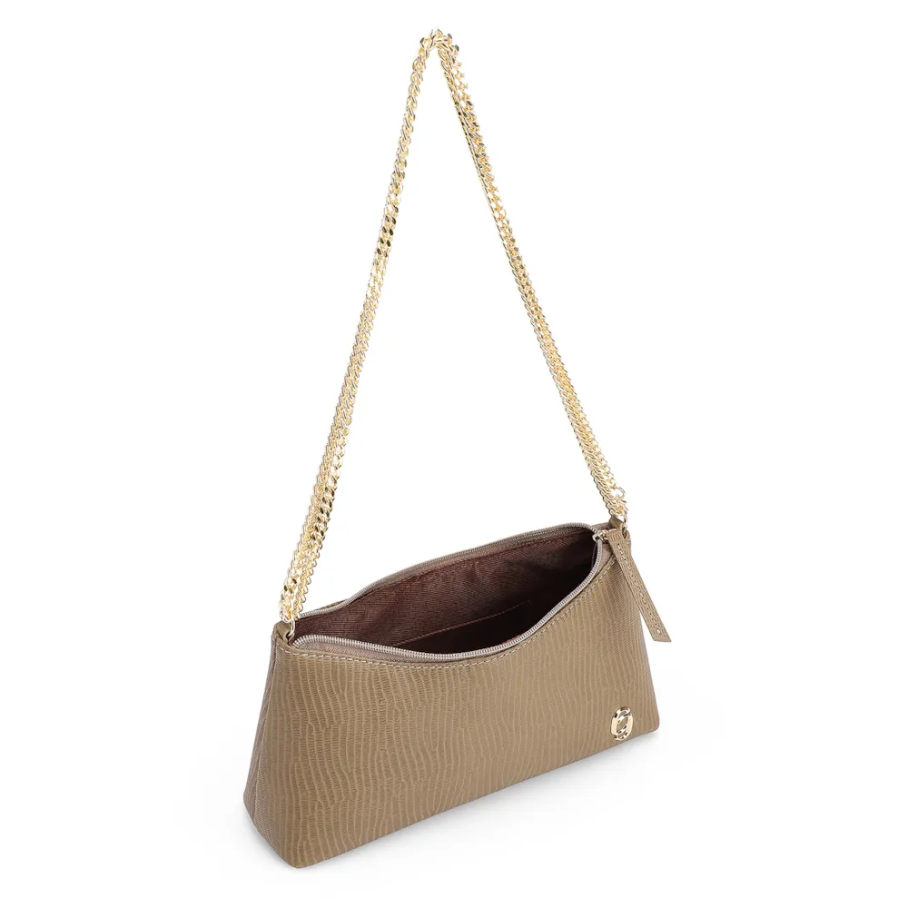 Bolsa De Ombro Correntes Couro Lezard Verde - imagem 3