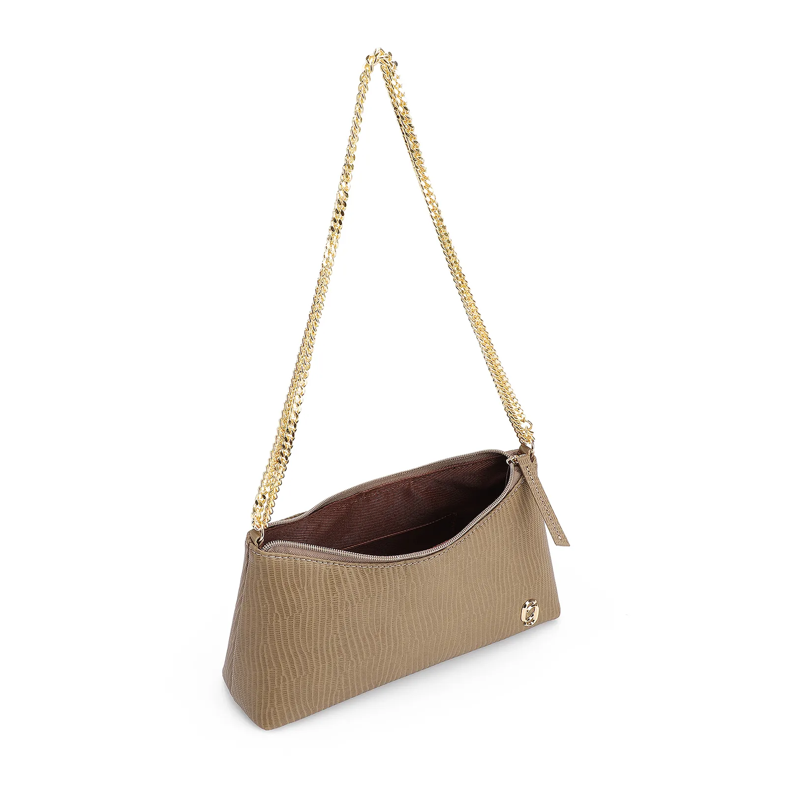 Bolsa De Ombro Correntes Couro Lezard Verde