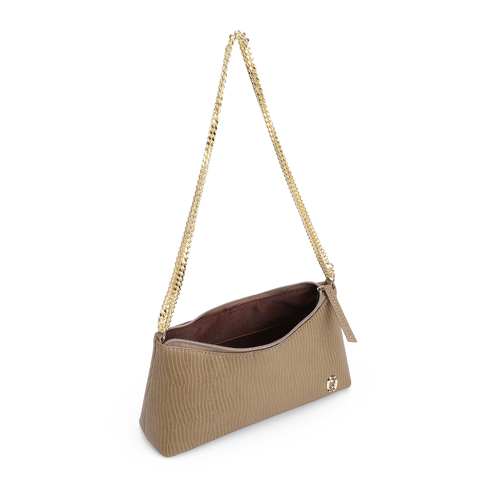 Bolsa De Ombro Correntes Couro Lezard Verde