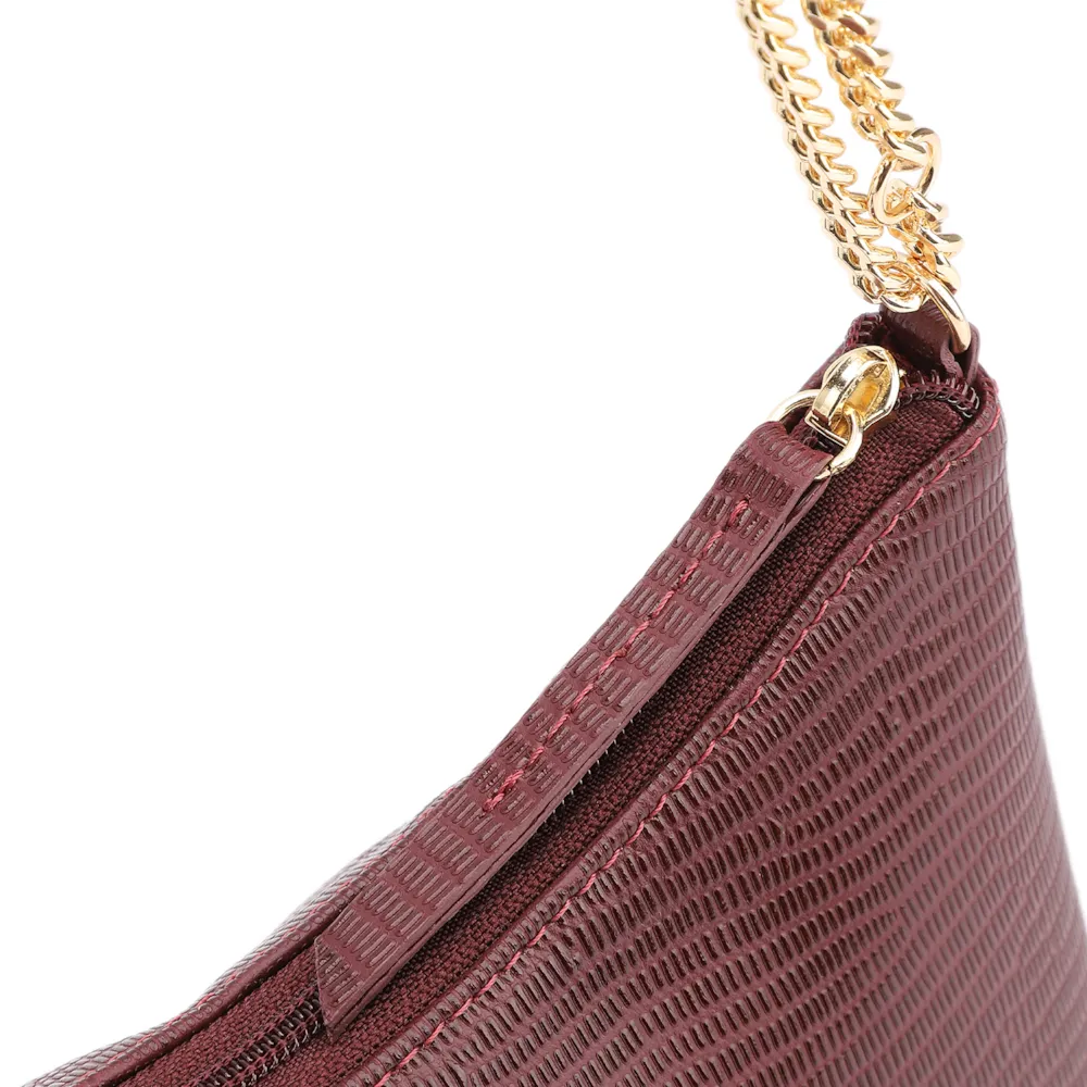 Bolsa De Ombro Correntes Couro Lezard Vinho - imagem 6