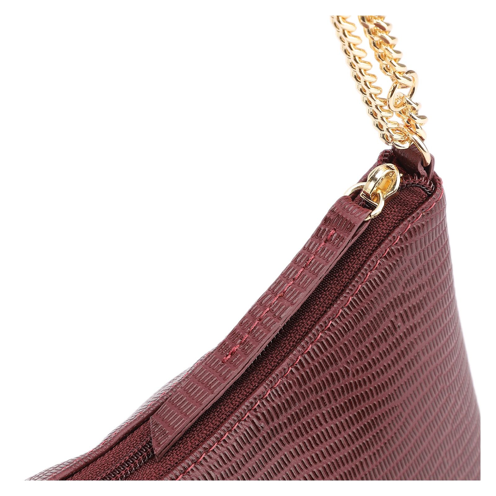 Bolsa De Ombro Correntes Couro Lezard Vinho