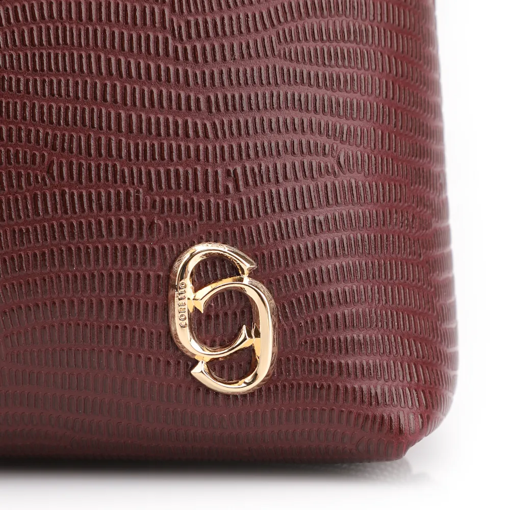 Bolsa De Ombro Correntes Couro Lezard Vinho - imagem 7