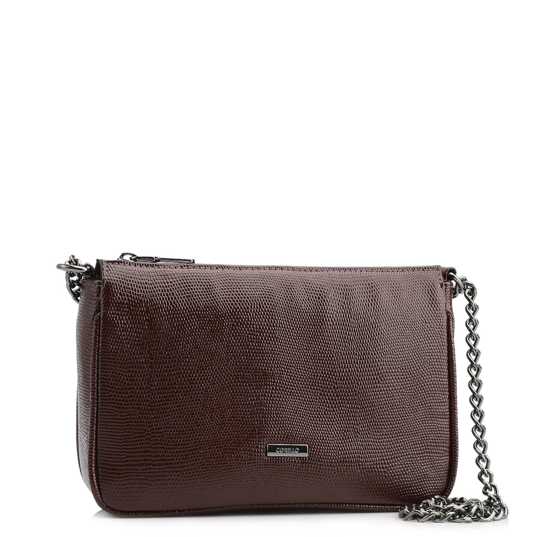 Bolsa De Ombro Correntes Pequena Alt Lezard Marrom Correntes - foto 3