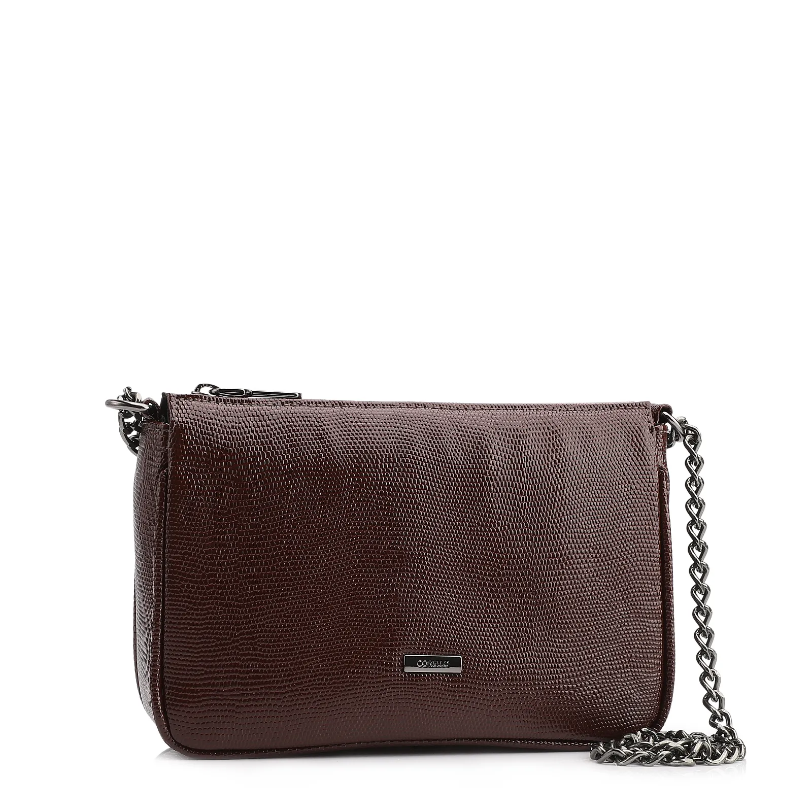 Bolsa De Ombro Correntes Pequena Alt Lezard Marrom Correntes