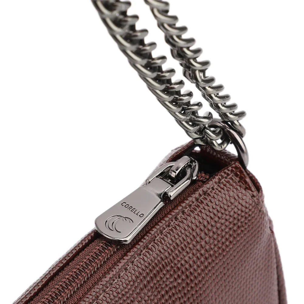 Bolsa De Ombro Correntes Pequena Alt Lezard Marrom Correntes - imagem 6