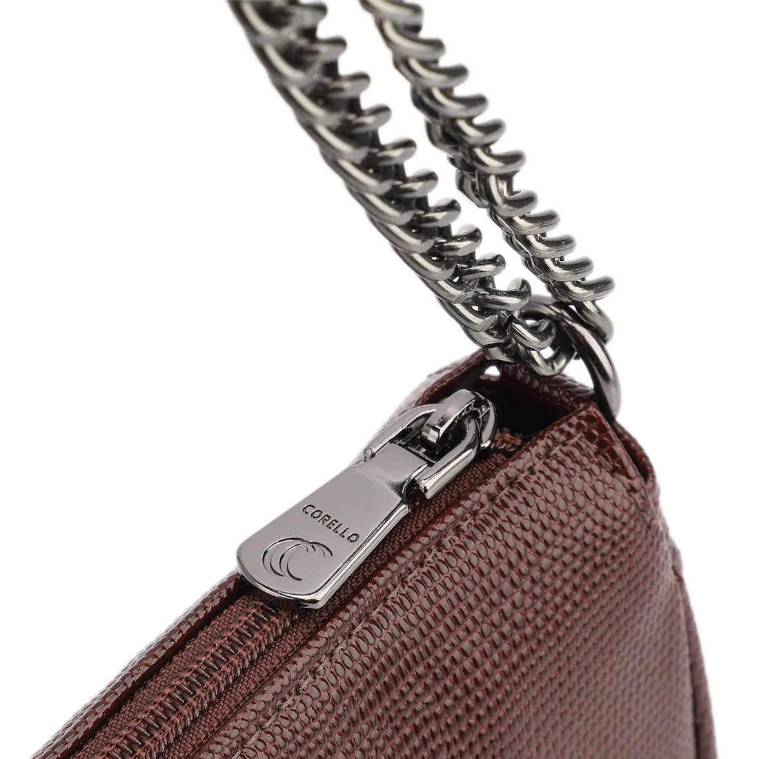 Bolsa De Ombro Correntes Pequena Alt Lezard Marrom Correntes - foto 6
