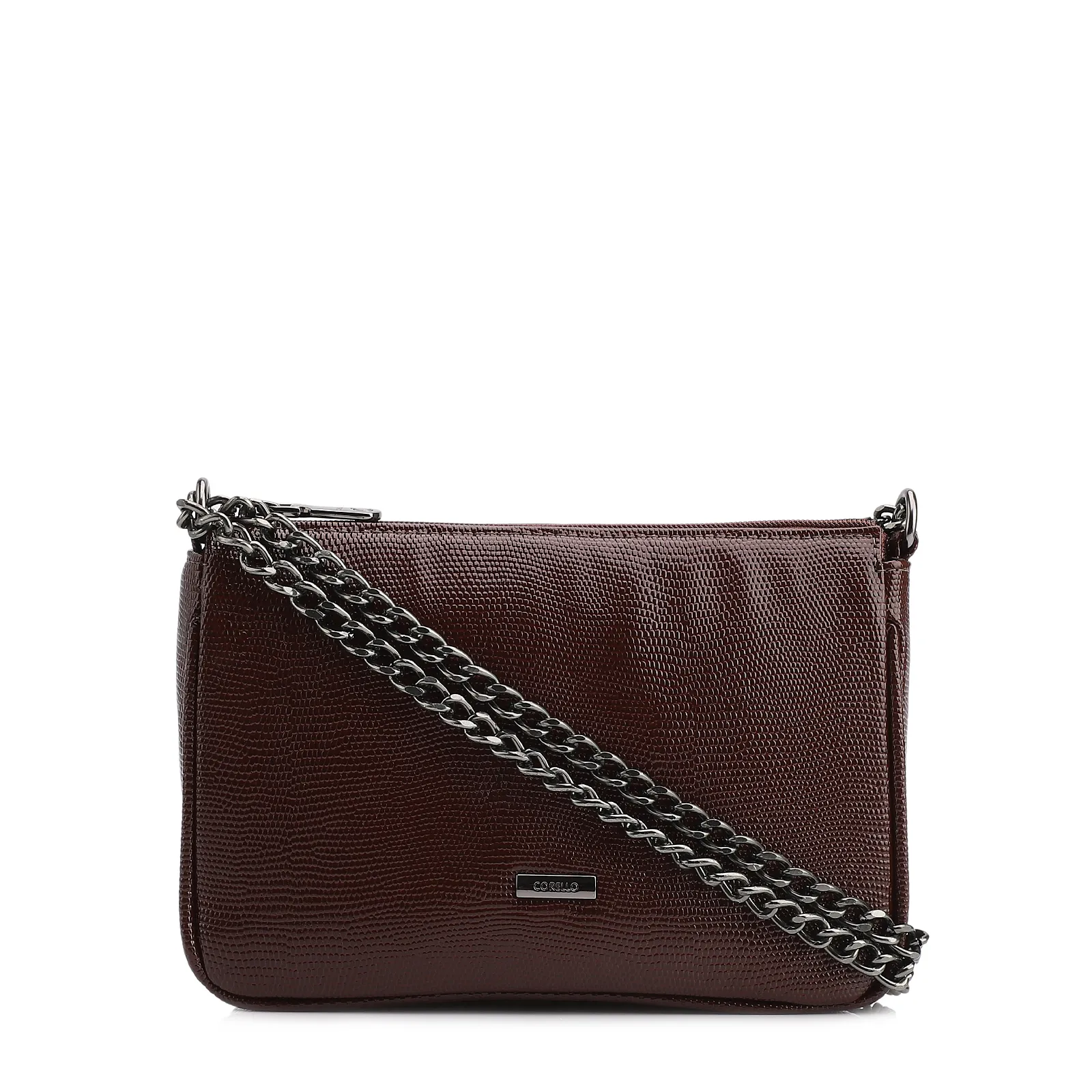 Bolsa De Ombro Correntes Pequena Alt Lezard Marrom Correntes