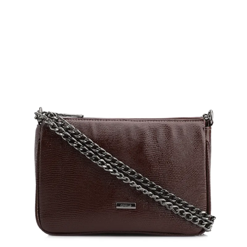 Bolsa De Ombro Correntes Pequena Alt Lezard Marrom Correntes