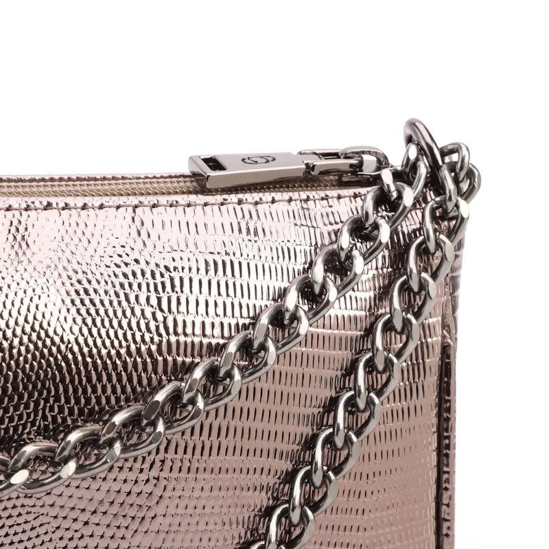 Bolsa De Ombro Correntes Pequena Alt Lezard Prata Correntes - foto 5