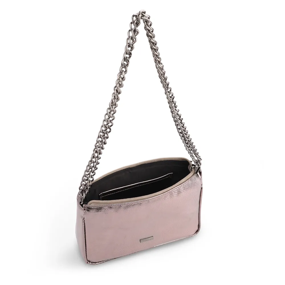 Bolsa De Ombro Correntes Pequena Alt Lezard Prata Correntes - imagem 4