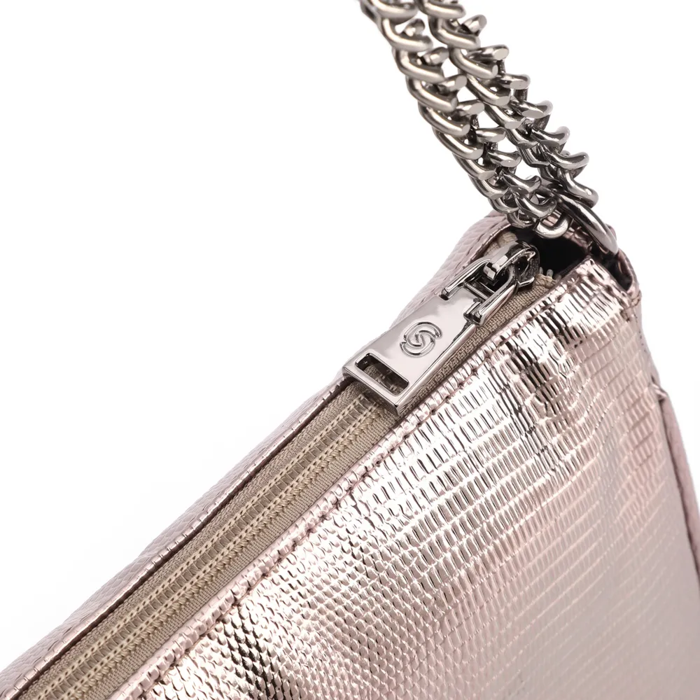 Bolsa De Ombro Correntes Pequena Alt Lezard Prata Correntes - imagem 5