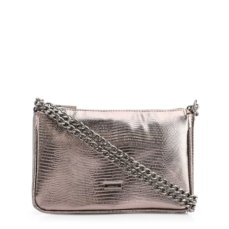 Bolsa De Ombro Correntes Pequena Alt Lezard Prata Correntes