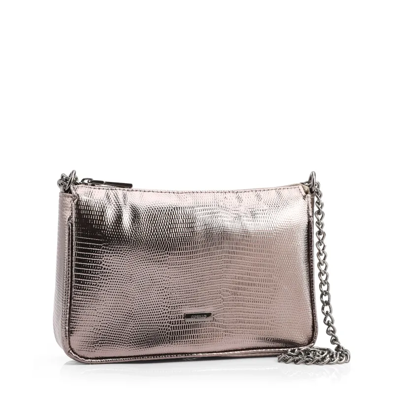 Bolsa De Ombro Correntes Pequena Alt Lezard Prata Correntes - foto 2
