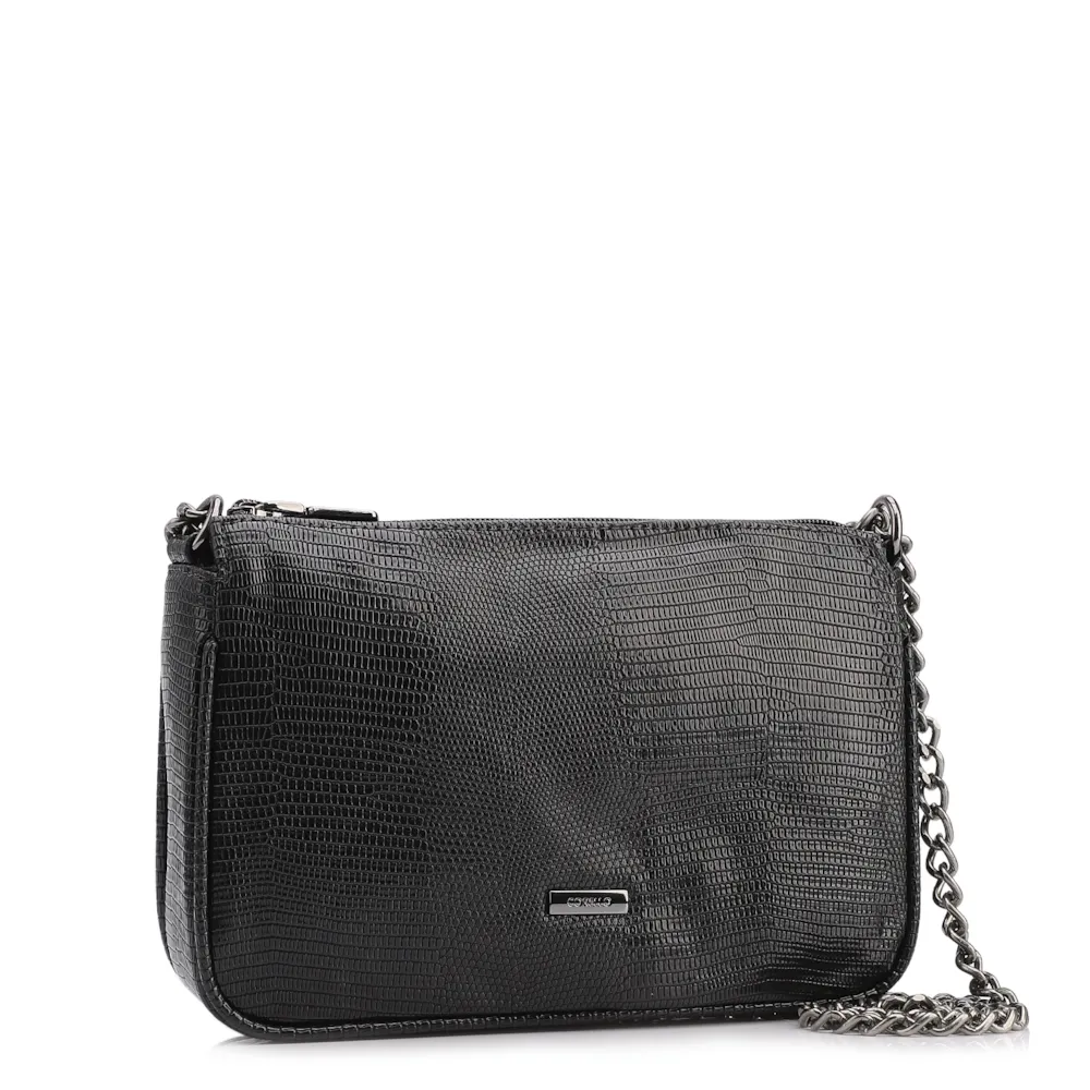 Bolsa De Ombro Correntes Pequena Alt Lezard Preto Correntes - imagem 3