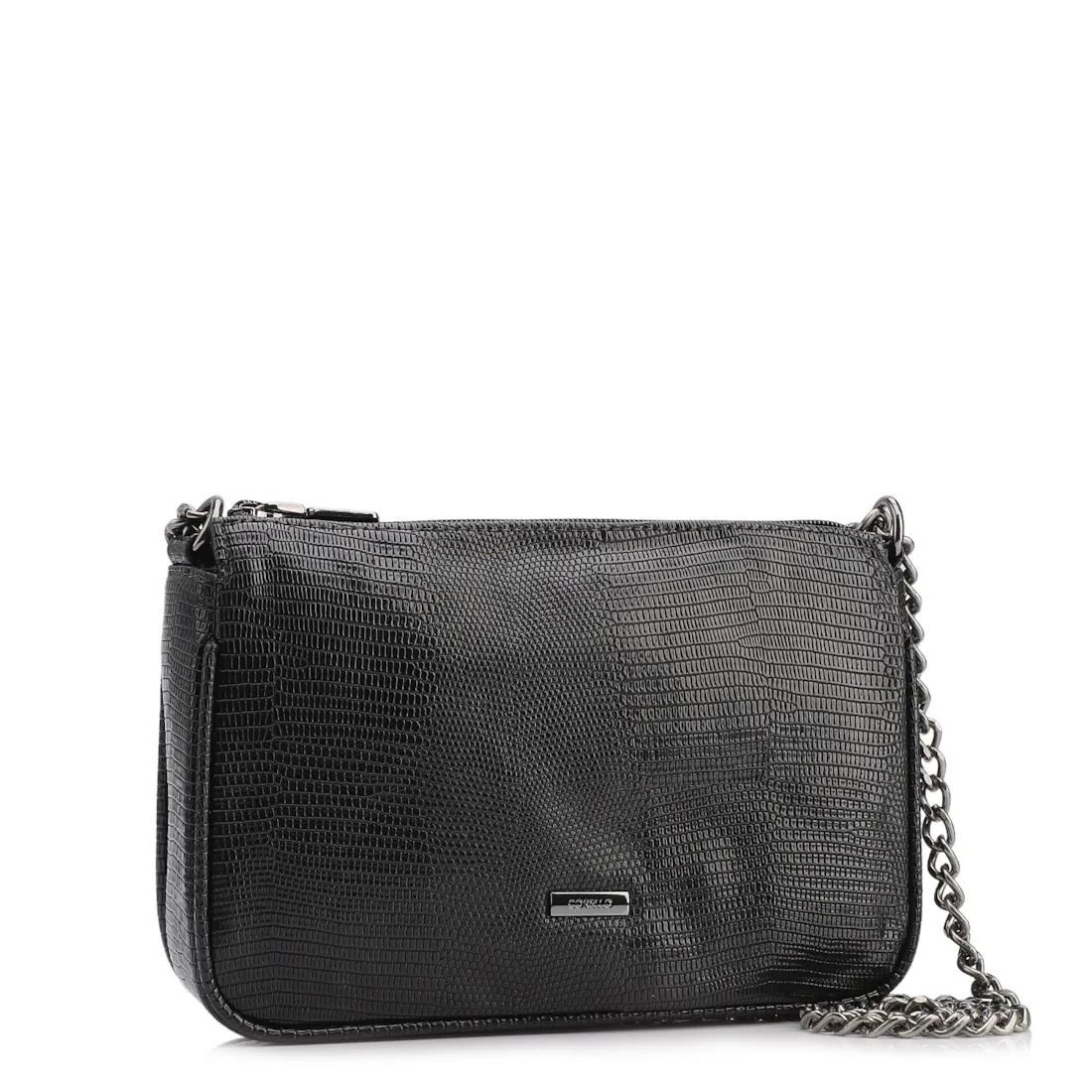 Bolsa De Ombro Correntes Pequena Alt Lezard Preto Correntes - foto 3