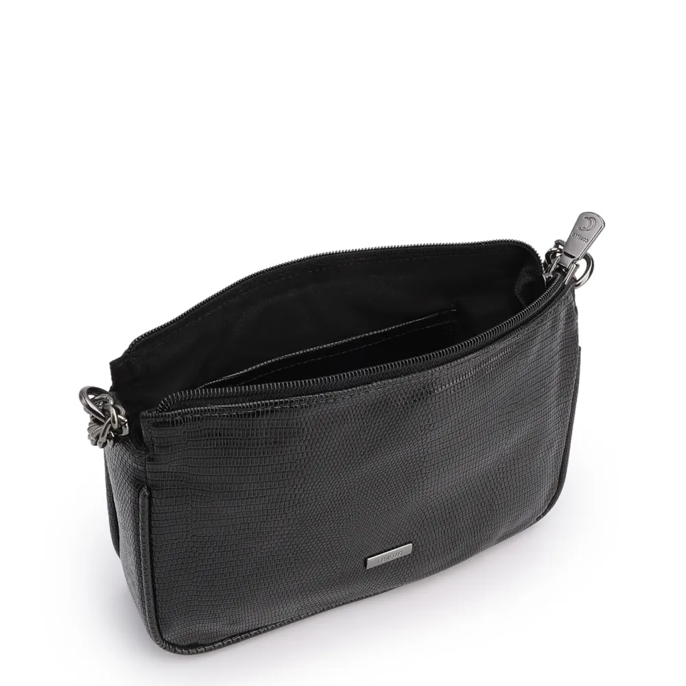 Bolsa De Ombro Correntes Pequena Alt Lezard Preto Correntes - imagem 5