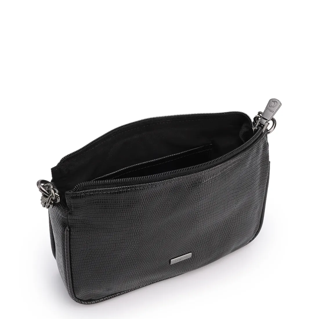 Bolsa De Ombro Correntes Pequena Alt Lezard Preto Correntes - foto 5