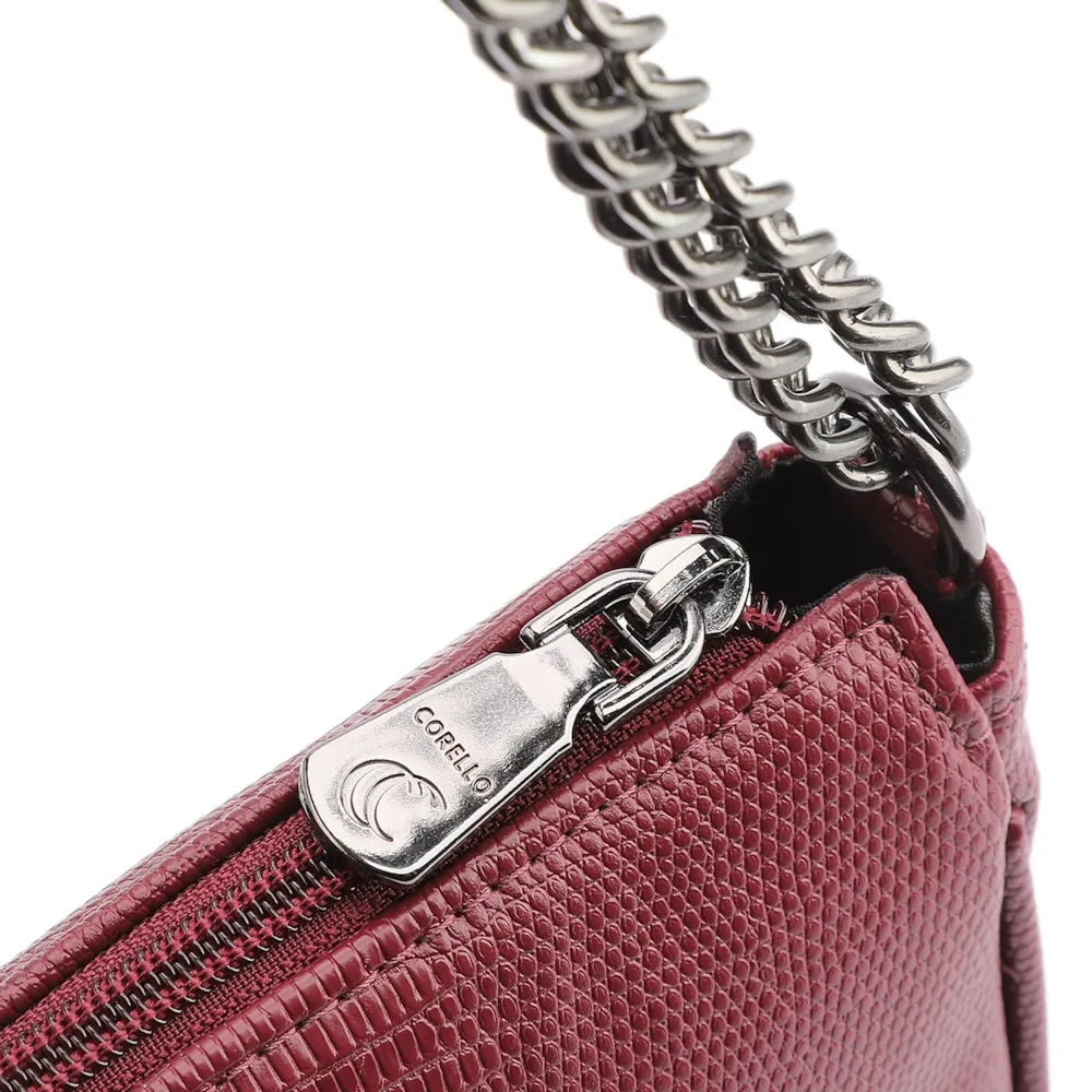 Bolsa De Ombro Correntes Pequena Alt Lezard Vinho Correntes - imagem 5
