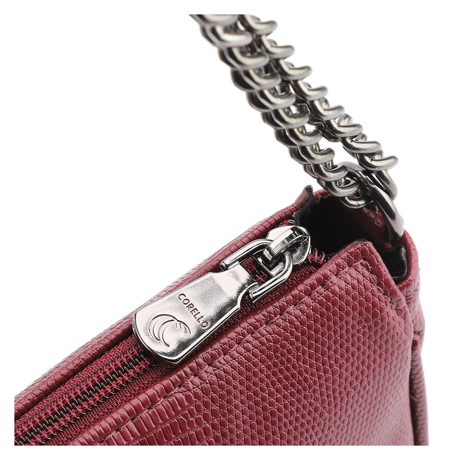 Bolsa De Ombro Correntes Pequena Alt Lezard Vinho Correntes