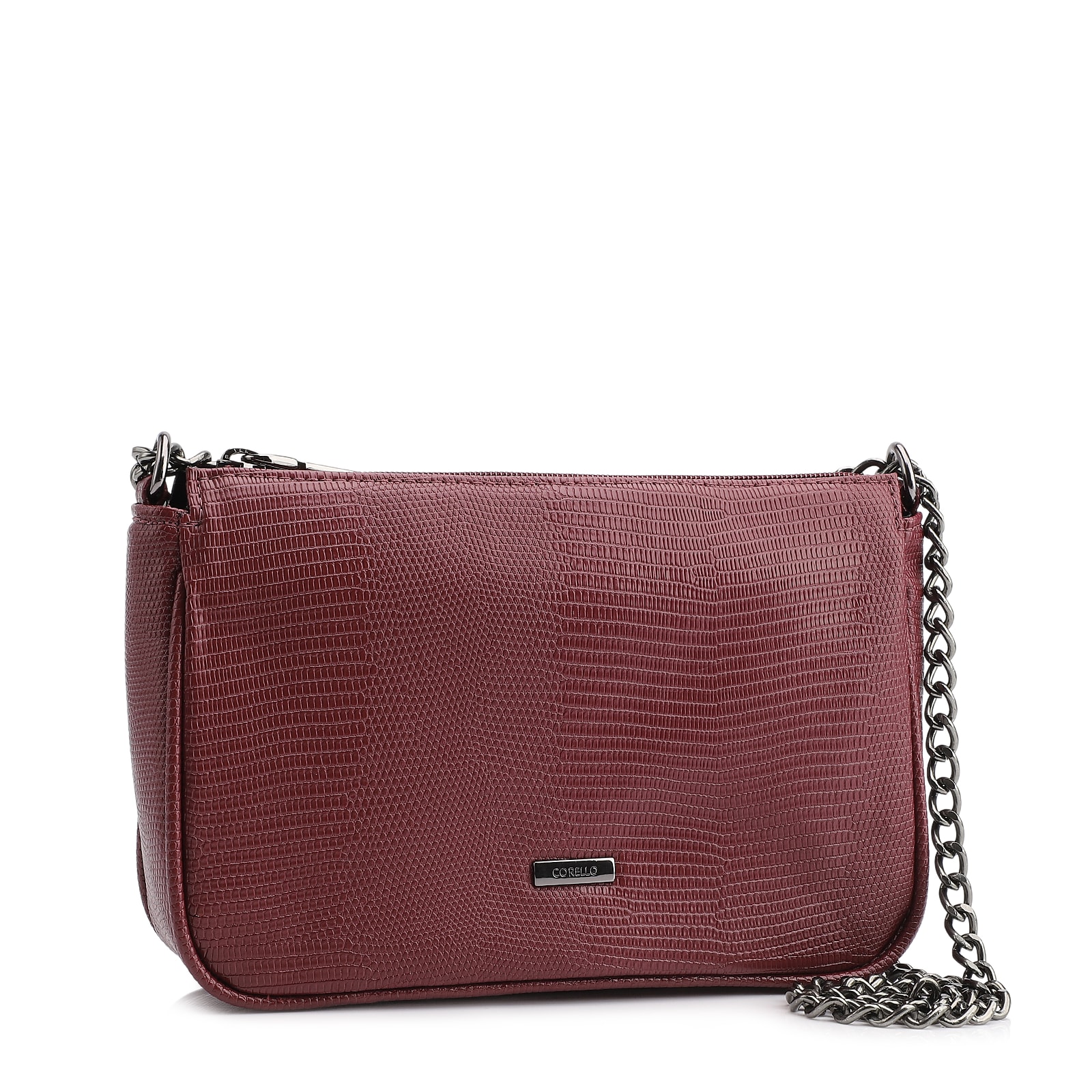 Bolsa De Ombro Correntes Pequena Alt Lezard Vinho Correntes