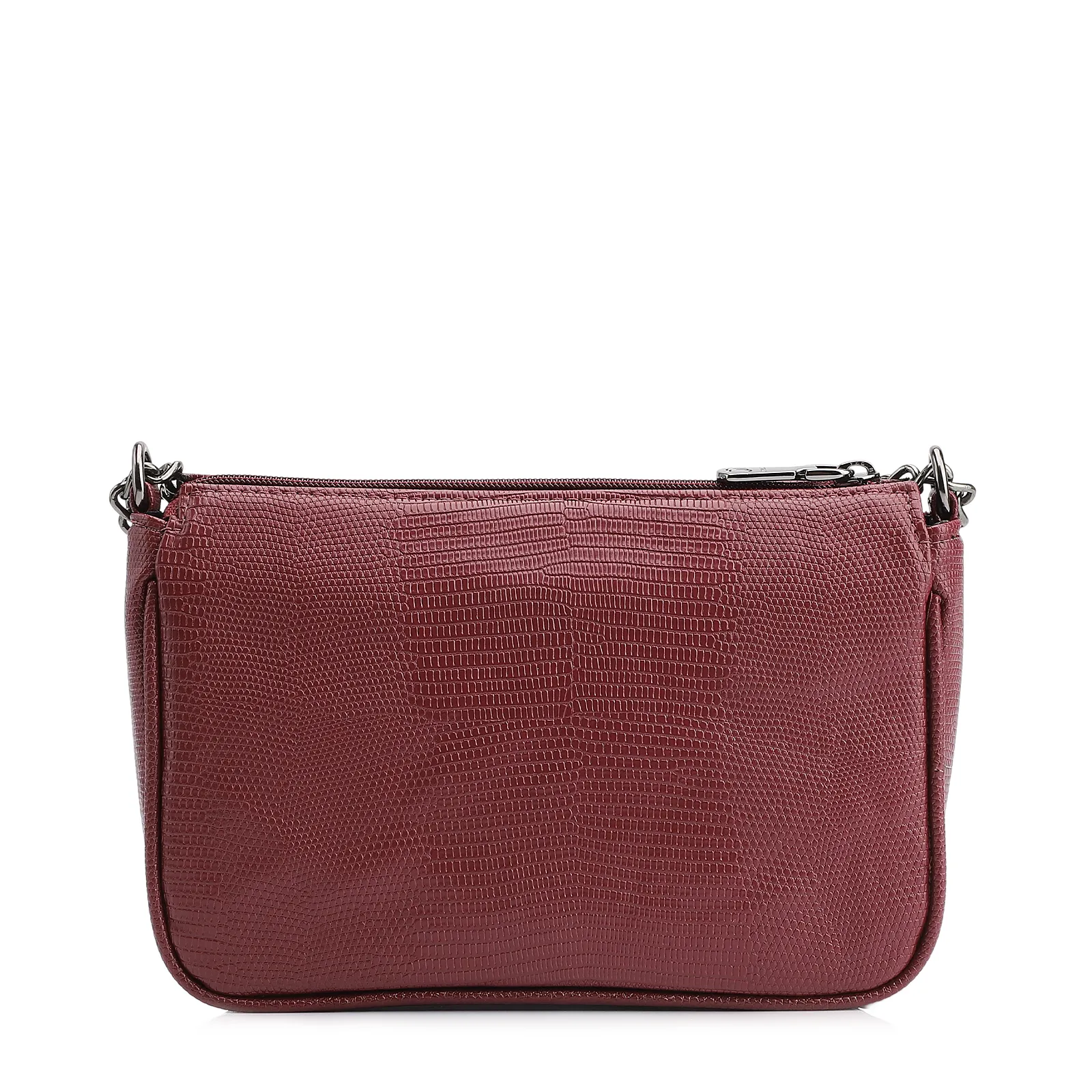 Bolsa De Ombro Correntes Pequena Alt Lezard Vinho Correntes