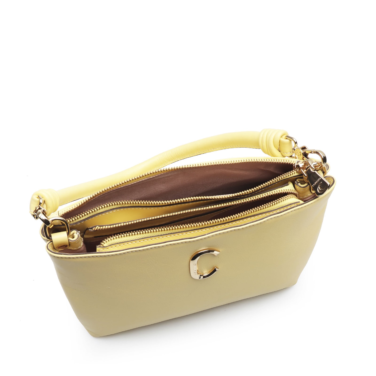 Bolsa De Ombro Couro Amarelo
