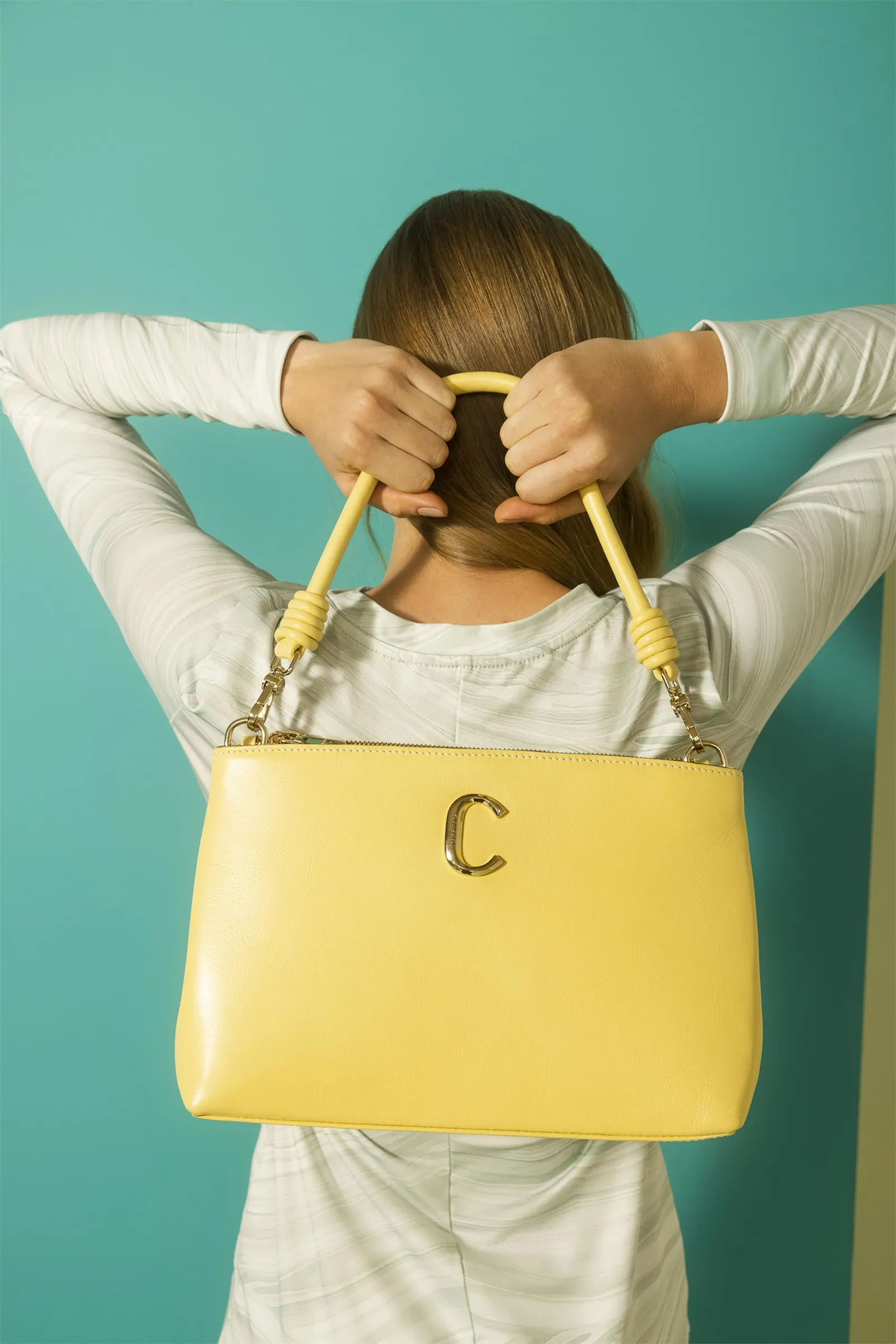 Bolsa De Ombro Couro Amarelo