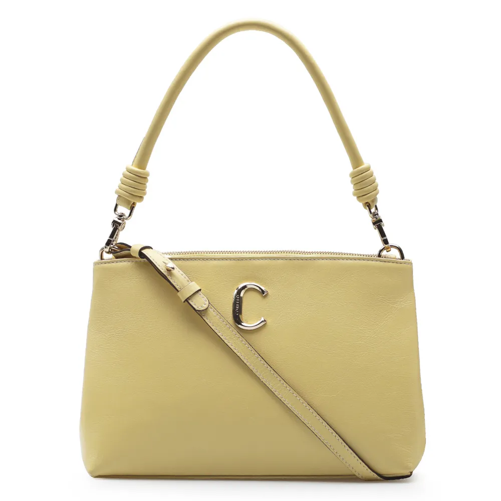 Bolsa De Ombro Couro Amarelo