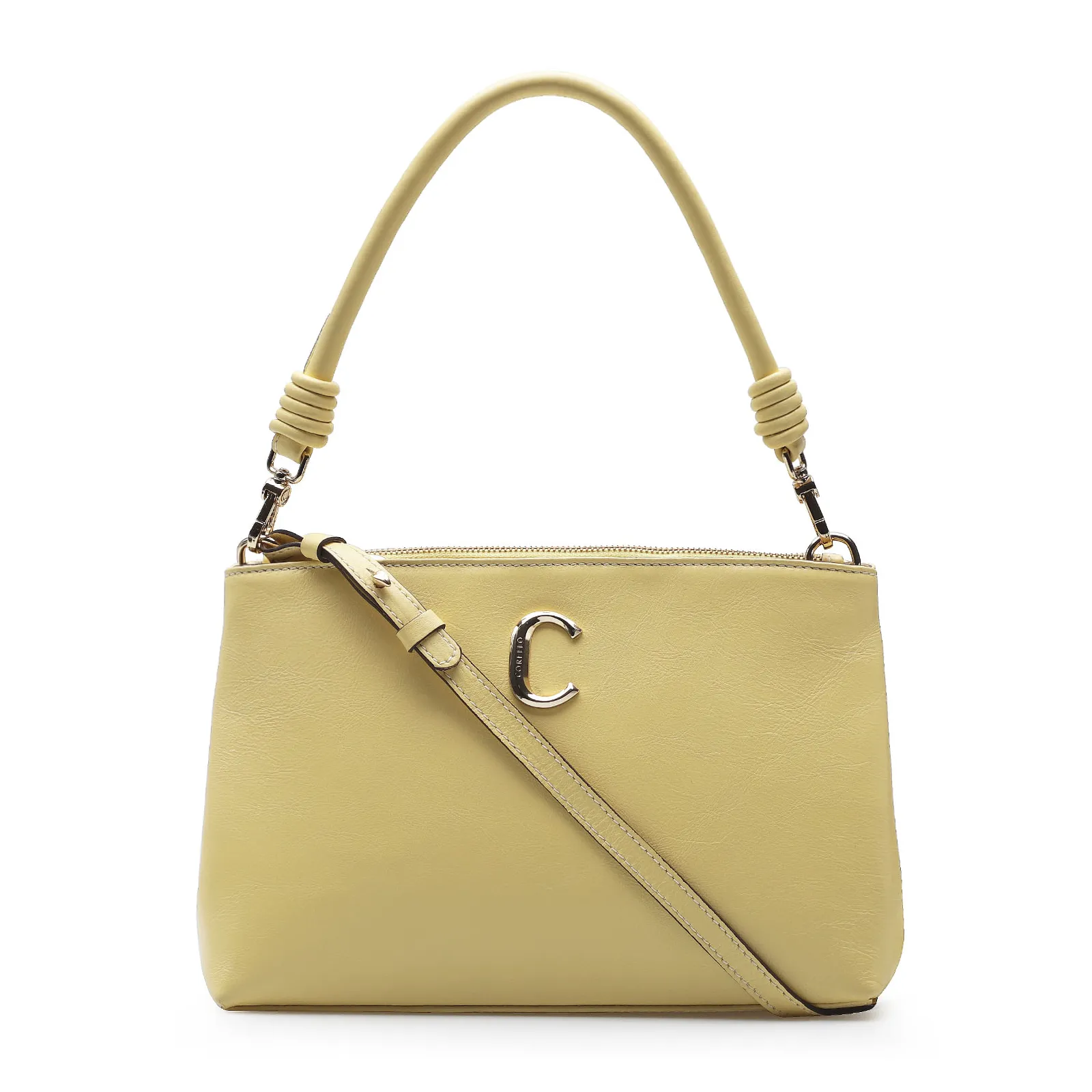Bolsa De Ombro Couro Amarelo