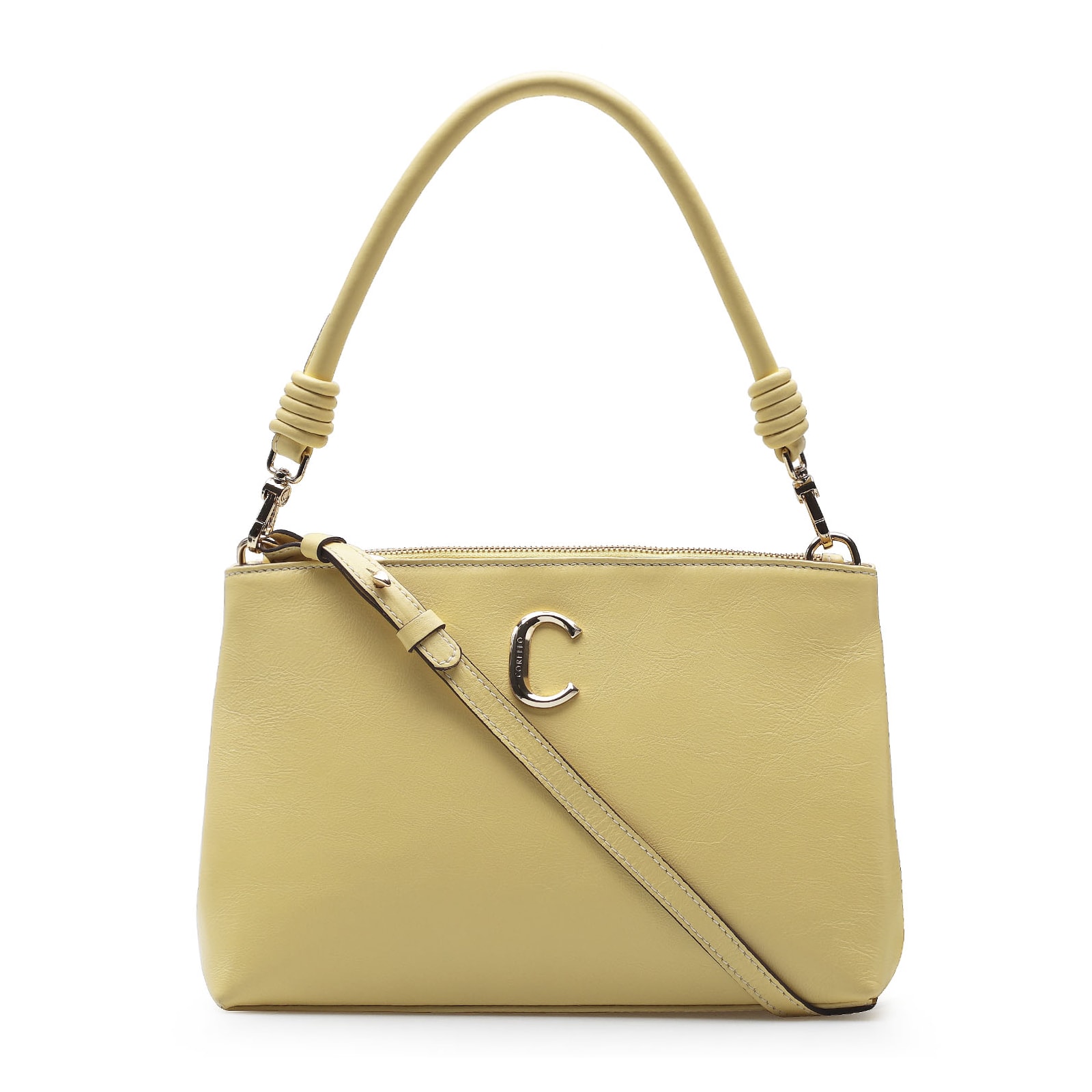Bolsa De Ombro Couro Amarelo