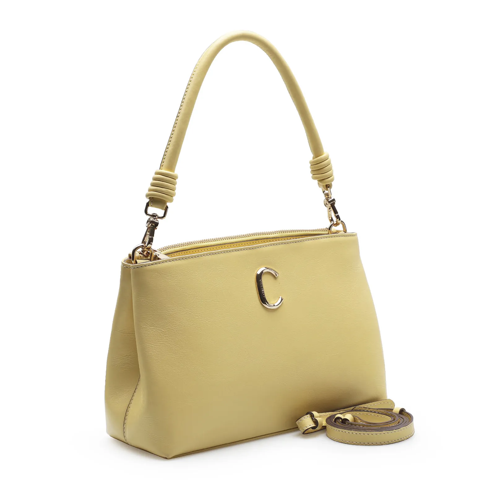 Bolsa De Ombro Couro Amarelo