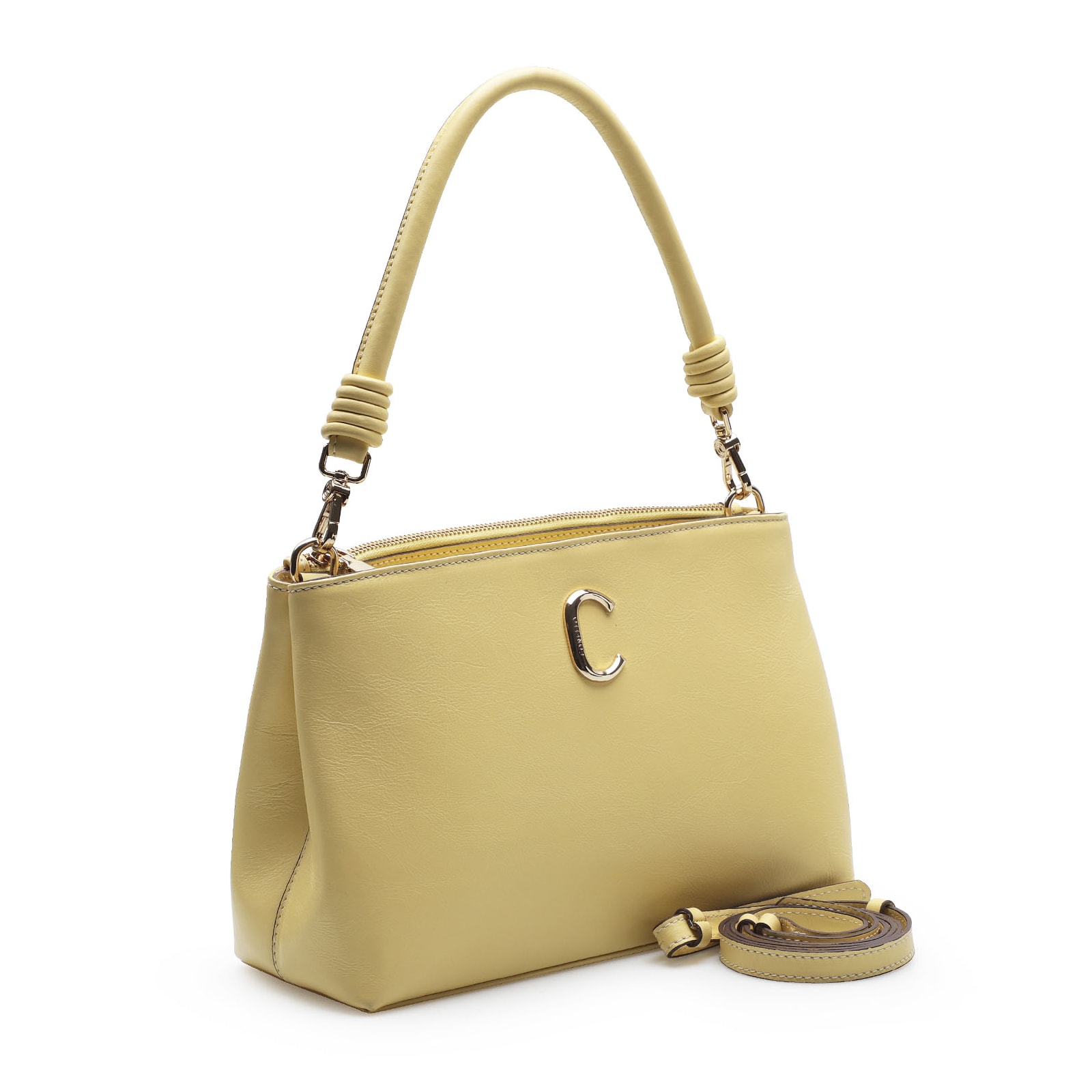 Bolsa De Ombro Couro Amarelo