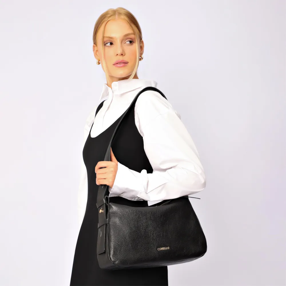 Bolsa De Ombro Couro Antique Preto - imagem 2
