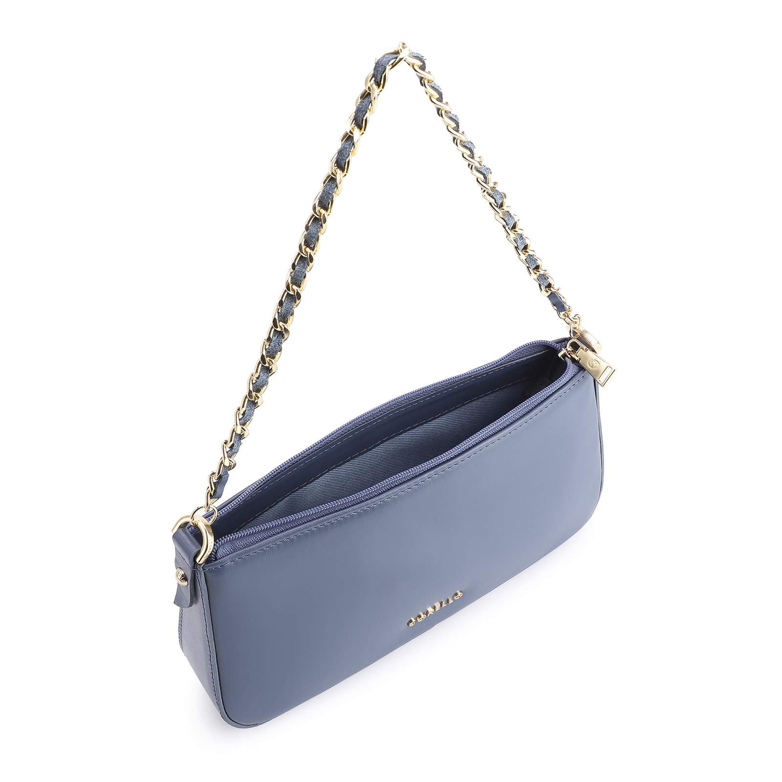Bolsa De Ombro Couro Azul