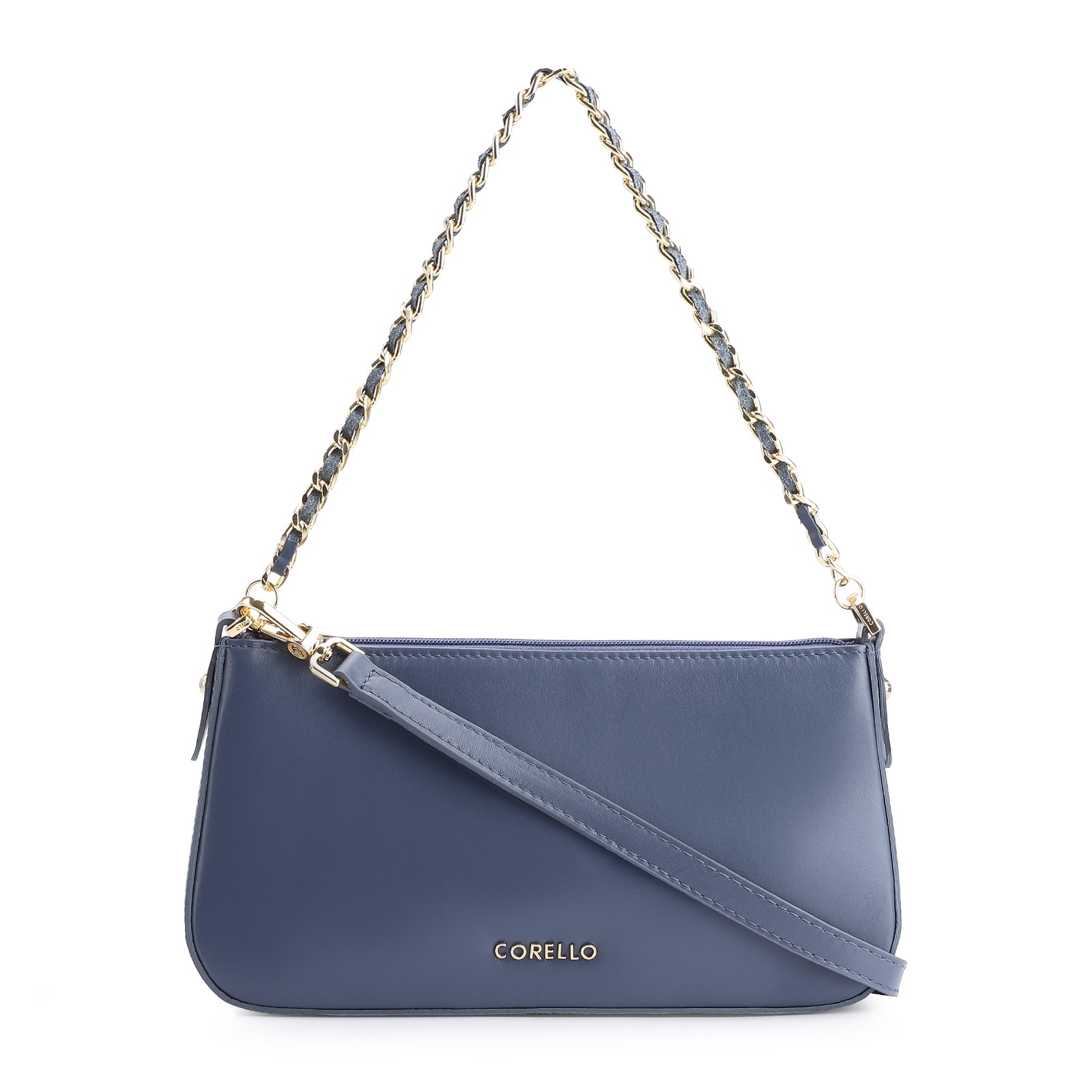 Bolsa De Ombro Couro Azul
