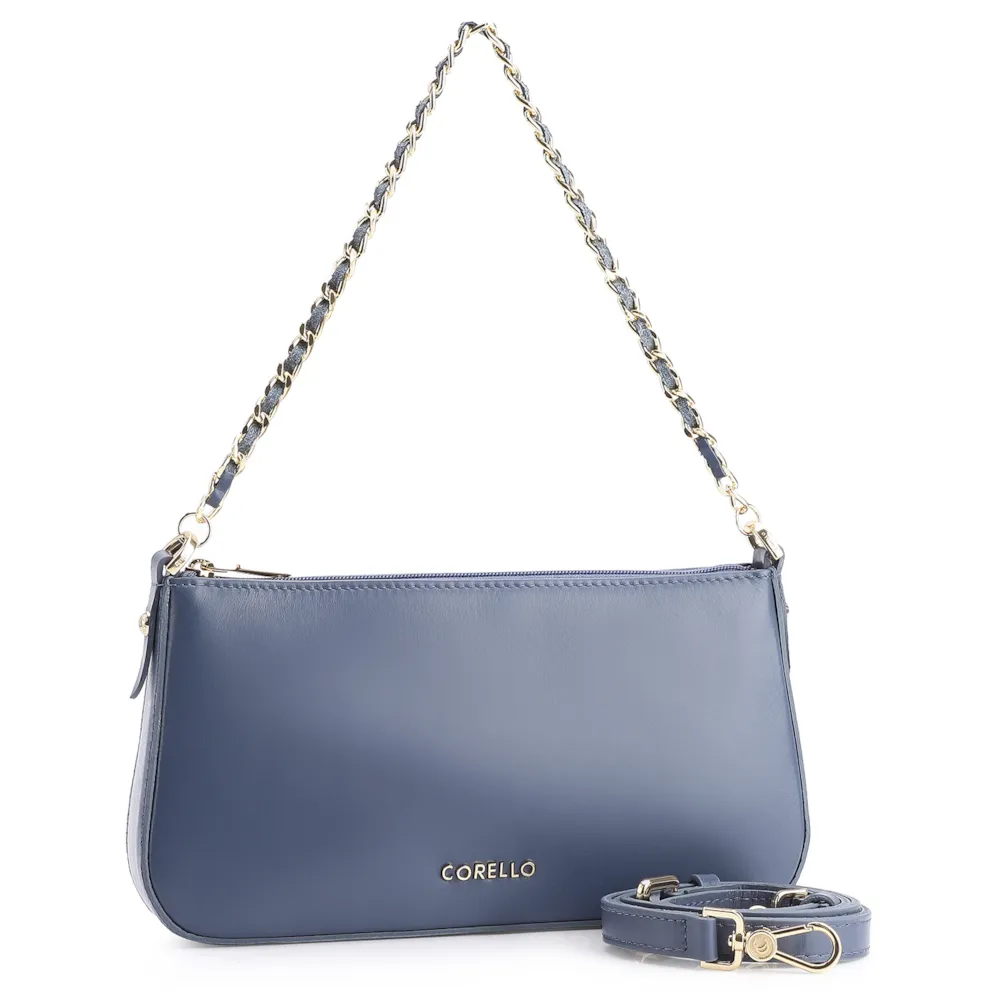 Bolsa De Ombro Couro Azul - imagem 2