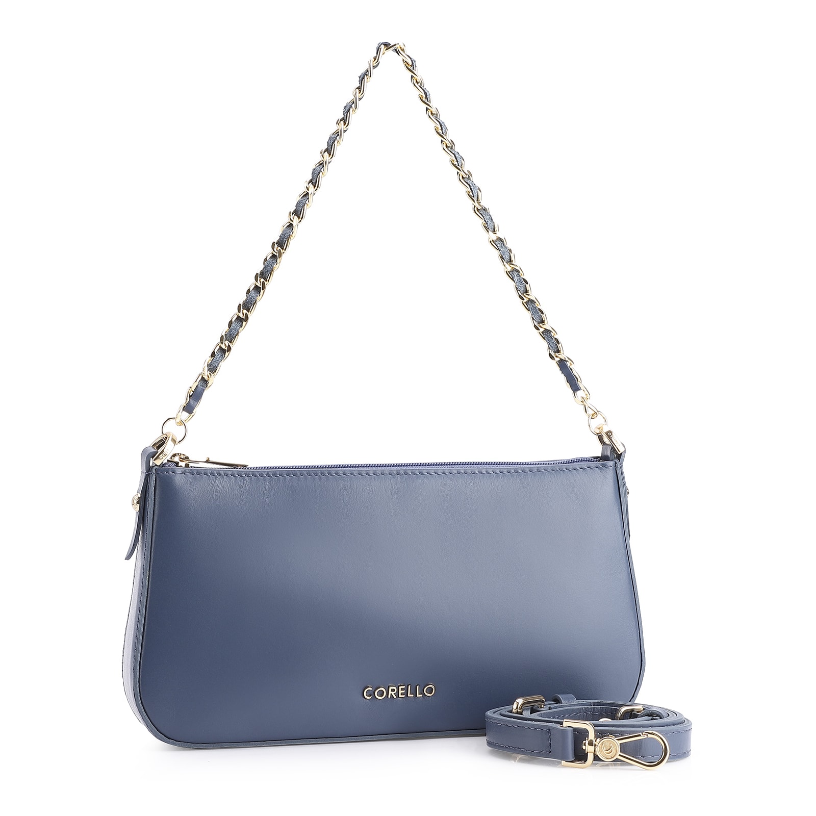 Bolsa De Ombro Couro Azul