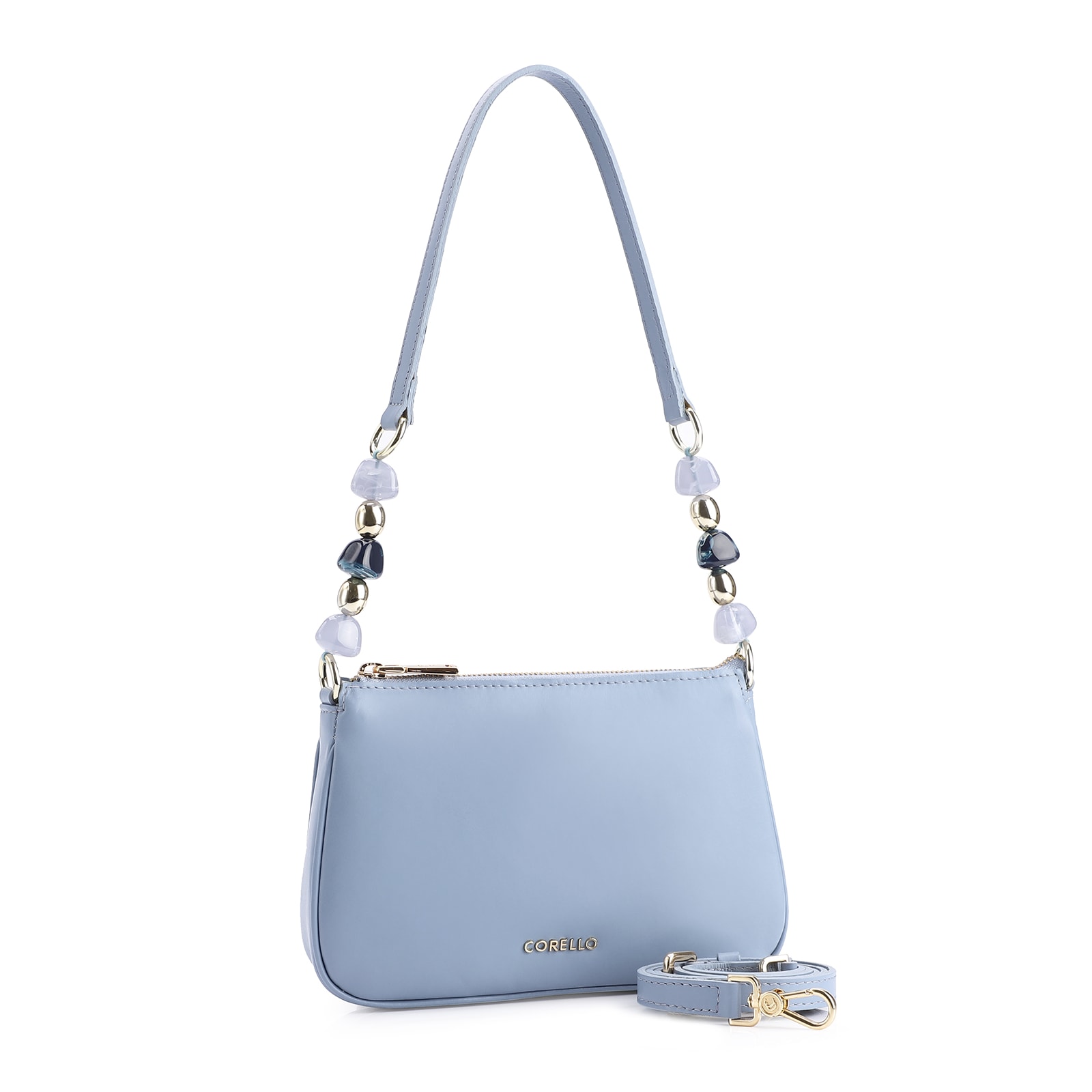 Bolsa De Ombro Couro Azul